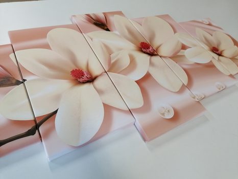QUADRI 5 PEZZI – MAGNOLIA DI LUSSO CON PERLE - QUADRI DI FIORI - STAMPE E QUADRI