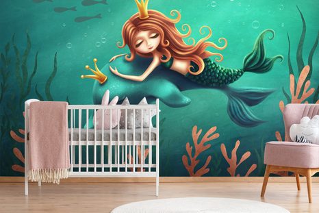 TAPETA MOŘSKÁ VÍLA S DELFÍNEM - DĚTSKÉ TAPETY - TAPETY