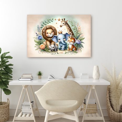 WANDBILD KINDER-SAFARI-TEAM - KINDERBILDER TIERE - BILDER