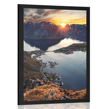 POSTER BEZAUBERNDES BERGPANORAMA MIT SONNENUNTERGANG - NATUR - POSTER