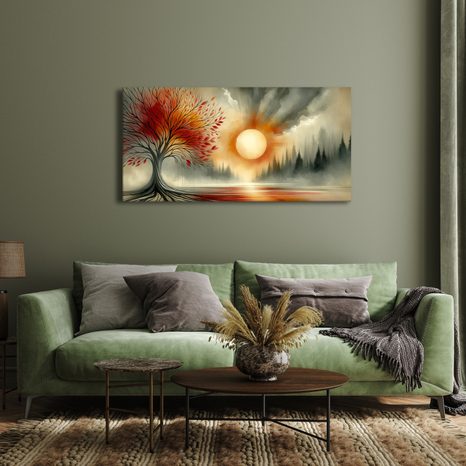 WANDBILD LEBENSBAUM IM HERBST AM SEE - BILDER BÄUME DES LEBENS - BILDER