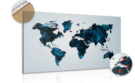 DECORATIVE PINBOARD WORLD MAP IN VECTOR GRAPHIC DESIGN - PICTURES ON CORK - PICTURES