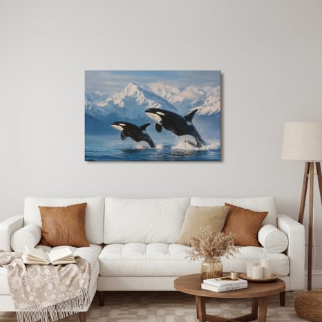 OBRAZ SKÁKAJÍCÍ KOSATKY V HORÁCH - OBRAZY MOŘŠTÍ ŽIVOČICHOVÉ - OBRAZY