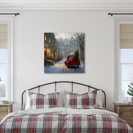 OBRAZ VÁNOČNÍ ATMOSFÉRA V ZASNĚŽENÉ ULICI - VÁNOČNÍ A ZIMNÍ OBRAZY - OBRAZY