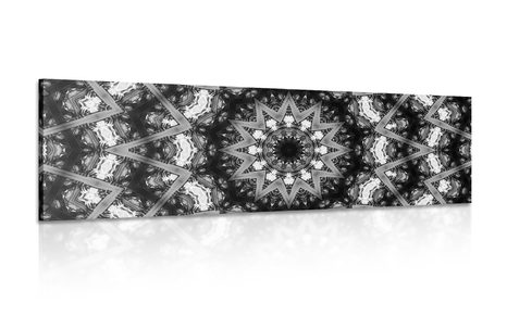 CANVAS PRINT MANDALA WITH INTERESTING ELEMENTS IN THE BACKGROUND BLACK AND WHITE