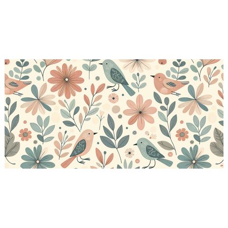 WANDBILD VÖGEL IN BLÜHENDER NATUR - BILDER BLUMEN - BILDER