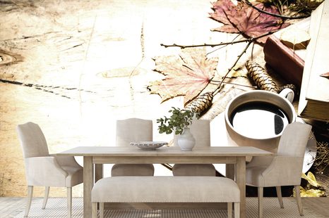 SELBSTKLEBENDE FOTOTAPETE TASSE KAFFEE IM HERBST-TOUCH - SELBSTKLEBENDE TAPETEN - TAPETEN