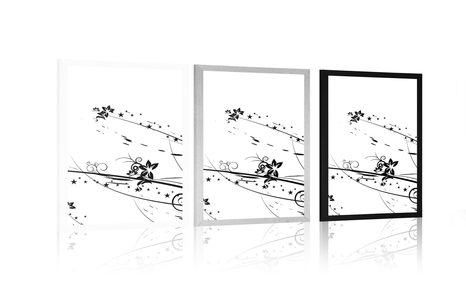 PLAKÁT S MOTIVEM KVĚTIN - ČERNOBÍLÉ - PLAKÁTY