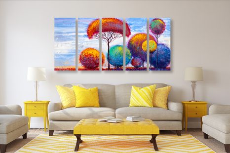 5-DÍLNÝ OBRAZ PODZIMNÍ LES - OBRAZY PŘÍRODY A KRAJINY - OBRAZY