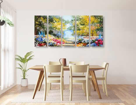 5-RÉSZES KÉP TÁJ OLAJFESTMÉNY - TERMÉSZET- ÉS TÁJKÉPEK - KÉPEK