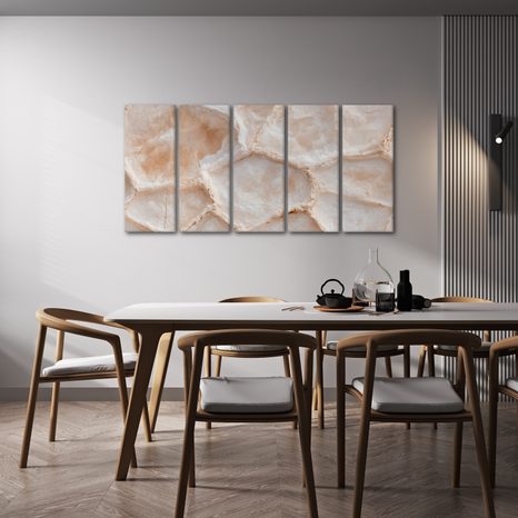 CANVASTAVLA 5-DELAD BEIGE ONYXSTRUKTUR - MARMORTAVLOR - TAVLOR
