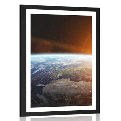 POSTER WITH MOUNT VIEW OF THE PLANET FROM SPACE - UNIVERSE AND STARS - POSTERS