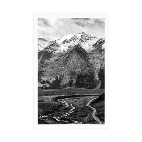 POSTER BEAUTIFUL MOUNTAIN PANORAMA IN BLACK AND WHITE - BLACK AND WHITE - POSTERS