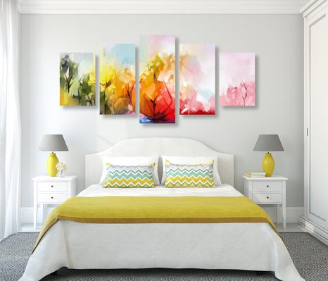 5-DÍLNÝ OBRAZ ABSTRAKTNÍ PŘÍRODA - ABSTRAKTNÍ OBRAZY - OBRAZY