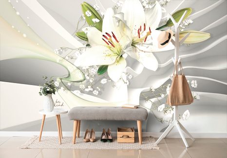 WALLPAPER LILY ON AN ABSTRACT BACKGROUND - WALLPAPERS FLOWERS - WALLPAPERS