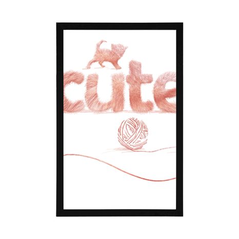 PLAKÁT KOČKA S NÁPISEM CUTE - MOTIVY Z NAŠÍ DÍLNY - PLAKÁTY