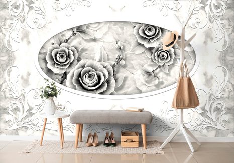 SAMOLEPÍCÍ TAPETA ČERNOBÍLÉ KAMENNÉ RŮŽE - SAMOLEPÍCÍ TAPETY - TAPETY