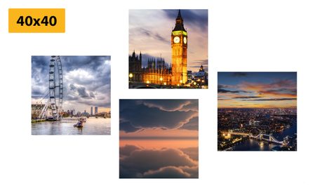 SET OBRAZOV NOČNÝ ROMANTICKÝ LONDÝN - ZOSTAVY OBRAZOV - OBRAZY