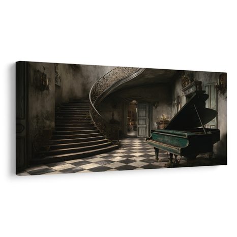 OBRAZ PIANO V OPUŠTĚNÉ VILE - HUDEBNÍ OBRAZY - OBRAZY