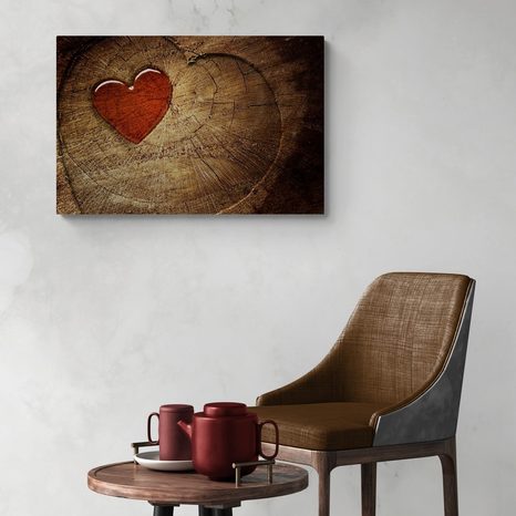 CANVAS PRINT HEART ON A STUMP - PICTURES OF NATURE AND LANDSCAPE - PICTURES
