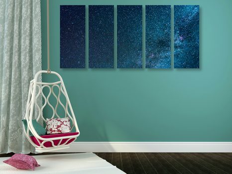 5-RÉSZES KÉP CSODÁS TEJÚT A CSILLAGOK KÖZÖTT - BOLYGÓ- ÉS CSILLAGMINTÁS KÉPEK - KÉPEK