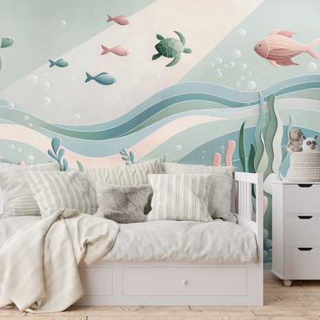 TAPETE UNTERWASSERWELT MIT SCHILDKRÖTEN - TAPETEN NACH MOTIV - TAPETEN