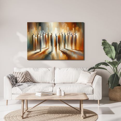 WANDBILD SILHOUETTEN IN ORANGETÖNEN - BILDER VON MENSCHEN - BILDER