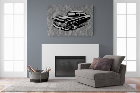 STAMPA SU TELA – AUTO D'EPOCA RETRÒ IN BIANCO E NERO - QUADRI BIANCO E NERO - STAMPE E QUADRI