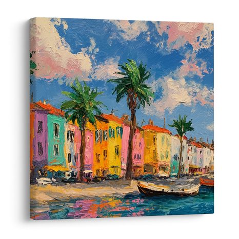 WANDBILD MALERISCHE HAFENHÄUSER - BUNTE HÄUSER - BILDER