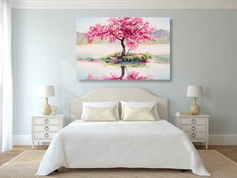 STAMPA SU TELA – CILIEGIO ORIENTALE IN VERSIONE ROSA - QUADRI DI NATURA E PAESAGGIO - STAMPE E QUADRI