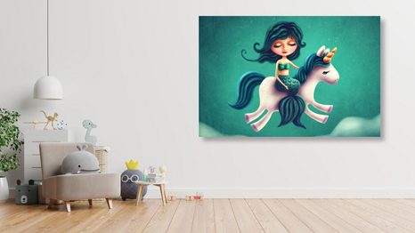 TABLOU SIRENĂ MICĂ CU INOROGUL - TABLOURI PENTRU COPII - TABLOURI