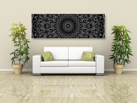 OBRAZ MANDALA VE VINTAGE STYLU V ČERNOBÍLÉM PROVEDENÍ - ČERNOBÍLÉ OBRAZY - OBRAZY