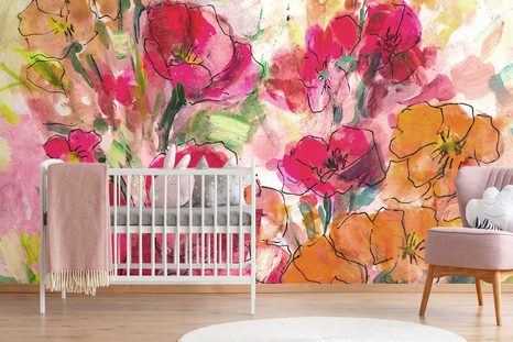 SAMOLEPÍCÍ TAPETA MALOVANÉ KVĚTINOVÉ ZÁTIŠÍ - SAMOLEPÍCÍ TAPETY - TAPETY