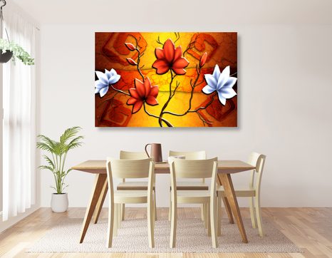 CANVAS PRINT FLOWERS IN ETHNIC STYLE - PICTURES - 🔥 TOTAL SALE 🔥