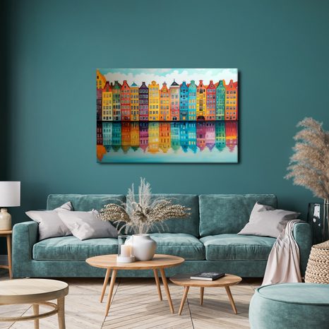 OBRAZ BAREVNÉ DOMY U KANÁLU - BAREVNÉ DOMY - OBRAZY