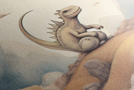 QUADRO SU TELA – MONDO DEI DINOSAURI SOGNANTE - ANIMALI DA SOGNO - STAMPE E QUADRI