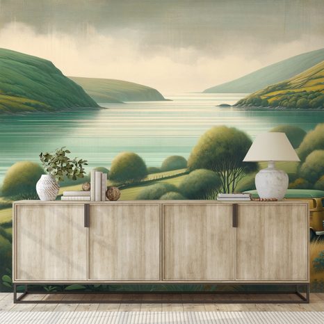 TAPETA RETRO DODÁVKA V MALEBNÉ KRAJINĚ - TAPETY POLE A LOUKY - TAPETY