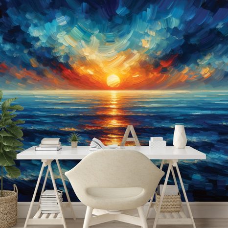 SAMOLEPÍCÍ FOTOTAPETA DRAMATICKÝ ZÁPAD SLUNCE NAD OCEÁNEM - TAPETY VÝCHOD A ZÁPAD SLUNCE - TAPETY