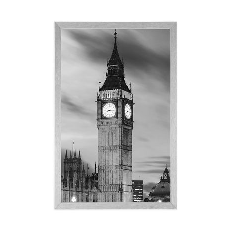 PLAKAT BIG BEN U LONDONU U CRNO-BIJELOM DIZAJNU - CRNO-BIJELE - PLAKATI