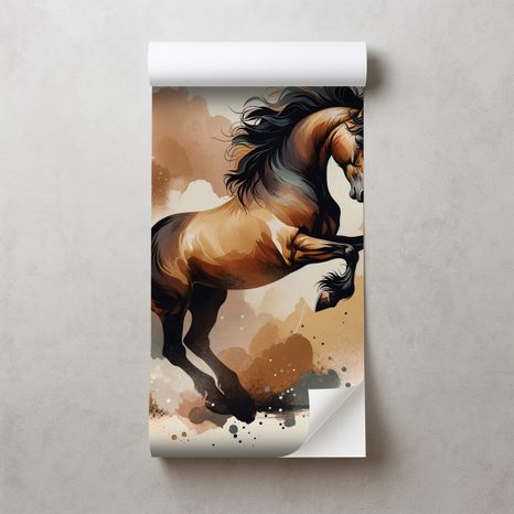 SAMOLEPÍCÍ TAPETA DYNAMICKÝ HNĚDÝ KŮŇ V POHYBU - ΤΑΠΕΤΣΑΡΊΑ ΑΛΌΓΩΝ - ΤΑΠΕΤΣΑΡΊΕΣ