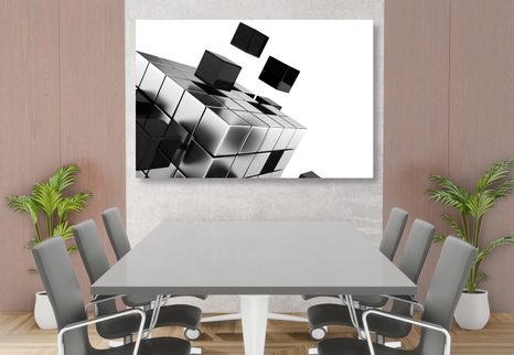 WANDBILD STRATEGISCHER WÜRFEL IN SCHWARZ-WEISS - SCHWARZ-WEISSE BILDER - BILDER