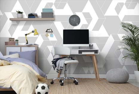 SELBSTKLEBENDE TAPETE GRAU-WEISSE MUSTERTEILE - SELBSTKLEBENDE TAPETEN - TAPETEN