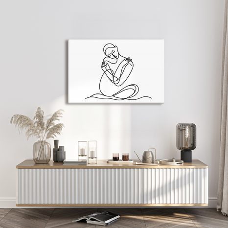 WANDBILD ABSTRAKTE UMARMUNG IN LINIE - WANDBILDER FRAUEN - BILDER