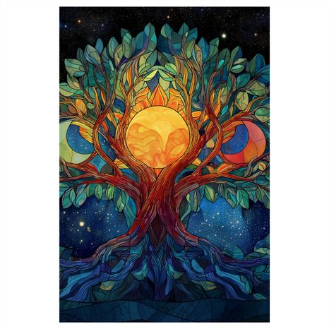 OBRAZ MYSTICKÝ STROM ŽIVOTA S MĚSÍCEM - OBRAZY STROMY ŽIVOTA - OBRAZY