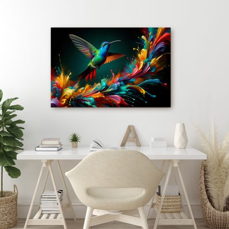 TABLOU COLIBRI COLORAT ÎN ZBOR - TABLOURI PĂSĂRI - TABLOURI