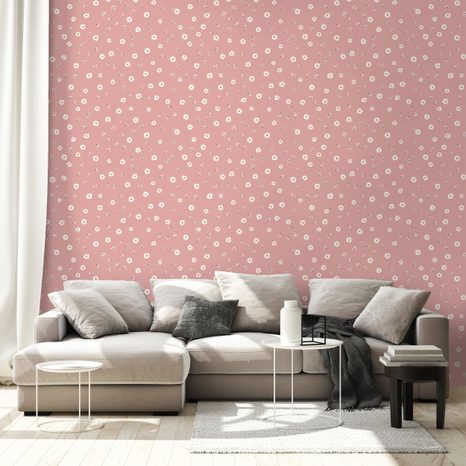 TAPETA RŮŽOVÉ DROBNÉ KVÍTKY - VZOROVANÉ TAPETY - TAPETY