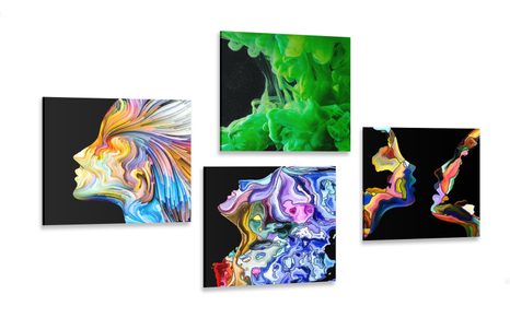 CANVAS PRINT SET COLORED ABSTRACTION - SET OF PICTURES - PICTURES