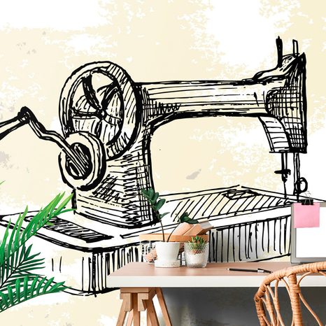 SELF ADHESIVE WALLPAPER RETRO SEWING MACHINE - SELF-ADHESIVE WALLPAPERS - WALLPAPERS