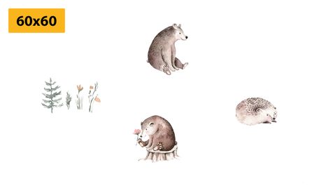 SET OBRAZŮ LESNÍ ZVÍŘÁTKA V MINIMALISTICKÉM STYLU - SESTAVY OBRAZŮ - OBRAZY