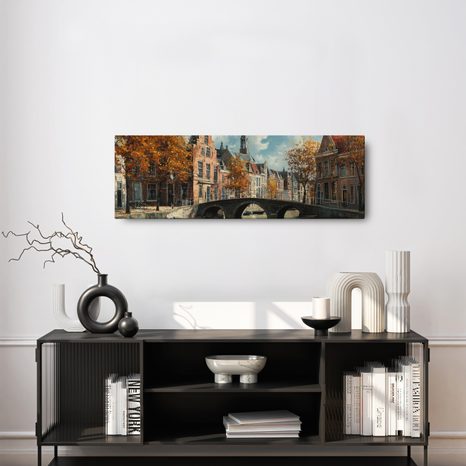 OBRAZ ARCHITEKTURA NAD VODNÍM KANÁLEM - BAREVNÉ DOMY - OBRAZY